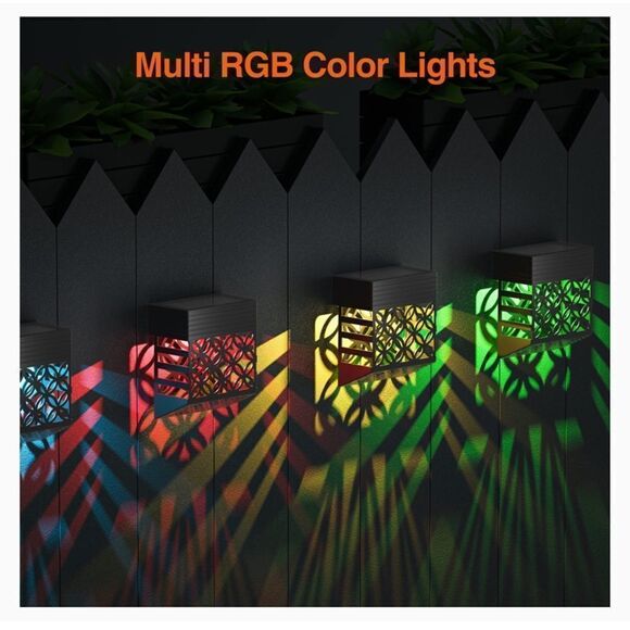 NEW Otdair Solar Color Changing Fence Lights Outdoor Waterproof LED Wall Lamps - Picture 6 of 12